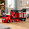 LEAN TOYS Ugunsdzēsēju mašīna ar izvelkamu strēli līdz 69 cm, gaismām, skaņām un ūdens lielgabalu