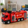 LEAN TOYS Ugunsdzēsēju mašīna ar ūdens funkciju, metāla kabīni, gaismām, skaņām 1:12