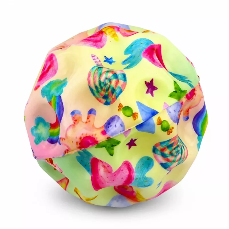 LEAN TOYS Putuplasta bumba ar iedobēm atsitienam pret stresu Vienradzis 7cm