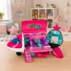 LEAN TOYS Salokāma 2-in-1 Leļļu pasažieru lidmašīna Rozā – Transformējama leļļu māja 30 cm lellēm