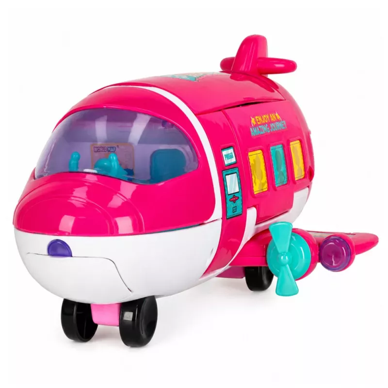 LEAN TOYS Salokāma 2-in-1 Leļļu pasažieru lidmašīna Rozā – Transformējama leļļu māja 30 cm lellēm