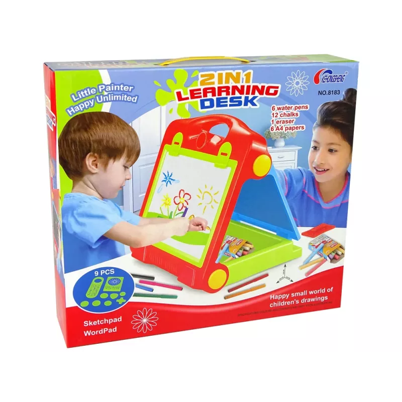 LEAN TOYS Saliekams 2in1 Tāfeles Koferis - Krīts un Marķieris