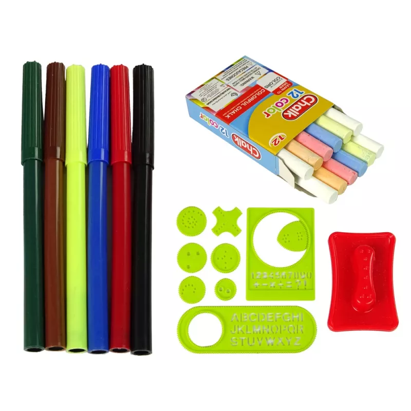 LEAN TOYS Saliekams 2in1 Tāfeles Koferis - Krīts un Marķieris
