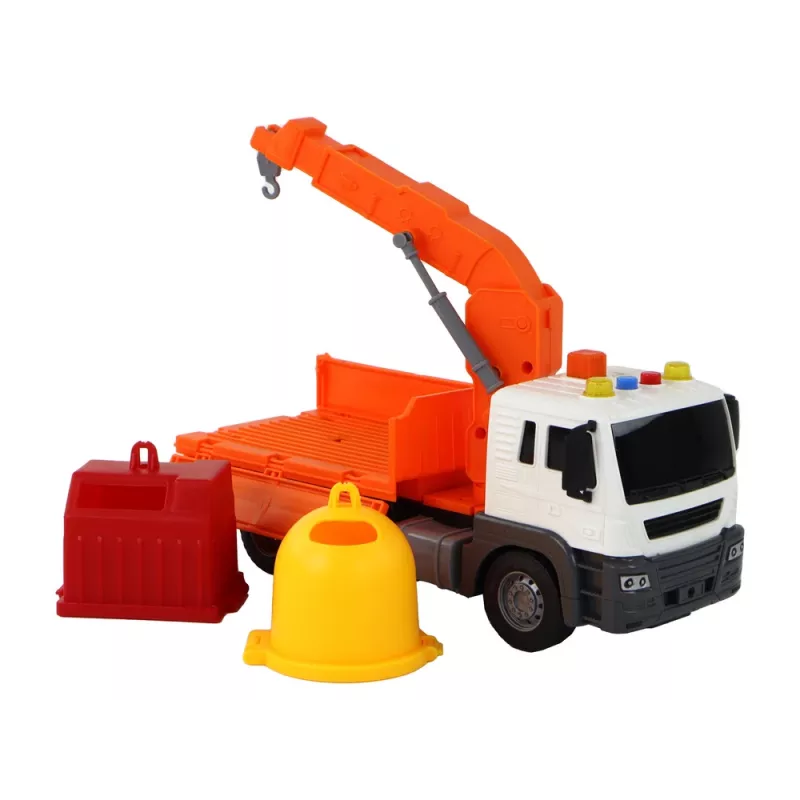 LEAN TOYS Atkritumu mašīna ar celtni Friction Drive Orange 1:16