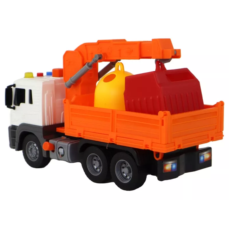 LEAN TOYS Atkritumu mašīna ar celtni Friction Drive Orange 1:16