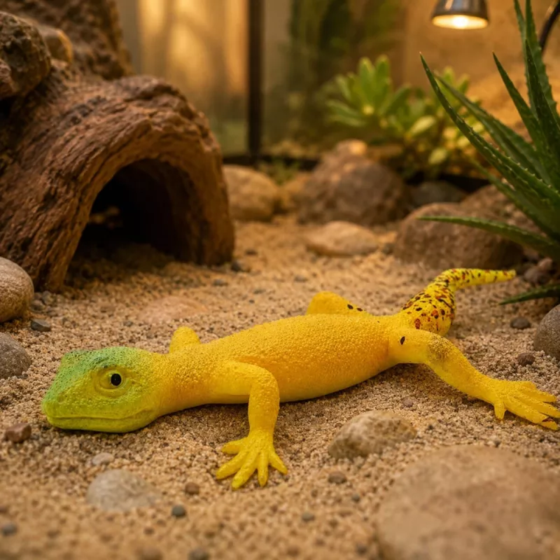 LEAN TOYS Golden Gecko Gumijas Figūriņa Stiepjama Reālistisks Rāpulis 15,5 cm