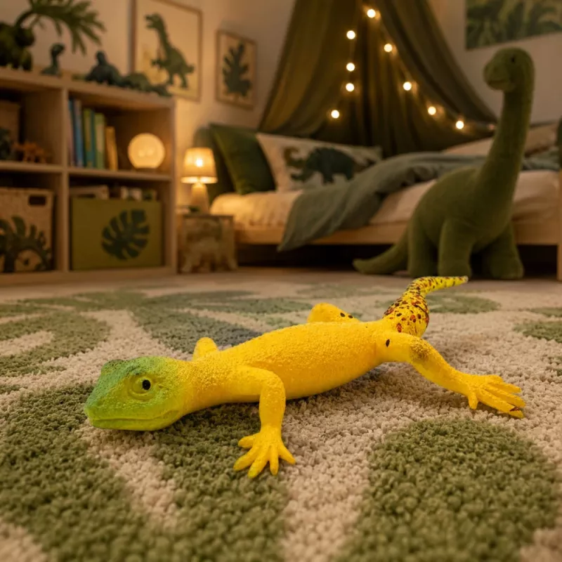 LEAN TOYS Golden Gecko Gumijas Figūriņa Stiepjama Reālistisks Rāpulis 15,5 cm