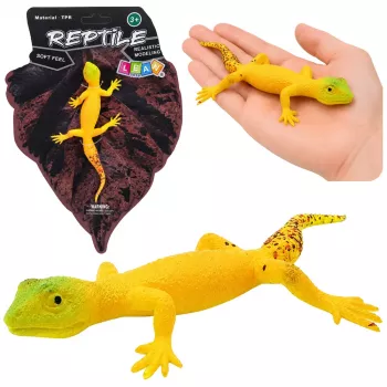 LEAN TOYS Golden Gecko Gumijas Figūriņa Stiepjama Reālistisks Rāpulis 15,5 cm