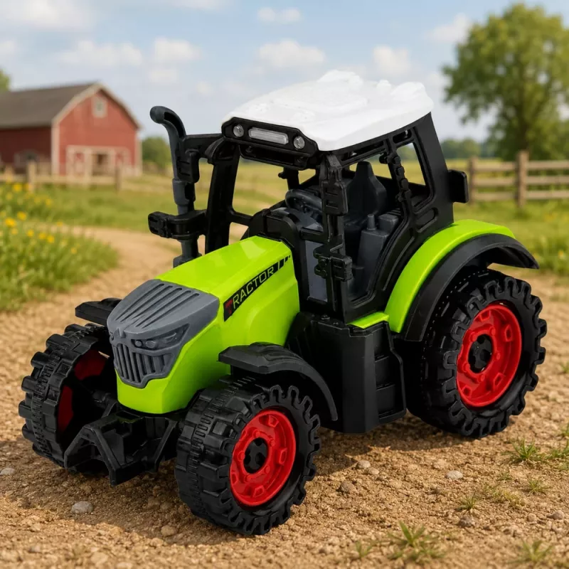 LEAN TOYS zaļš 15 cm lauku traktors ar berzes piedziņu