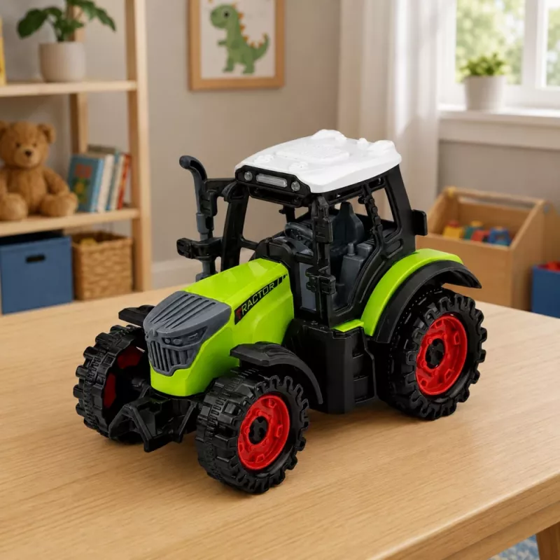 LEAN TOYS zaļš 15 cm lauku traktors ar berzes piedziņu