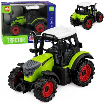 LEAN TOYS zaļš 15 cm lauku traktors ar berzes piedziņu
