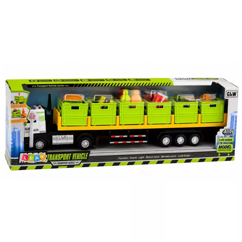 LEAN TOYS Zaļš pārtikas pārvadāšanas kravas auto 1:40 liešanas modelis