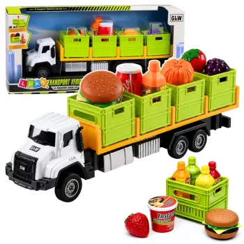 LEAN TOYS Zaļā pārtikas pārvadāšanas kravas automašīna 1:55