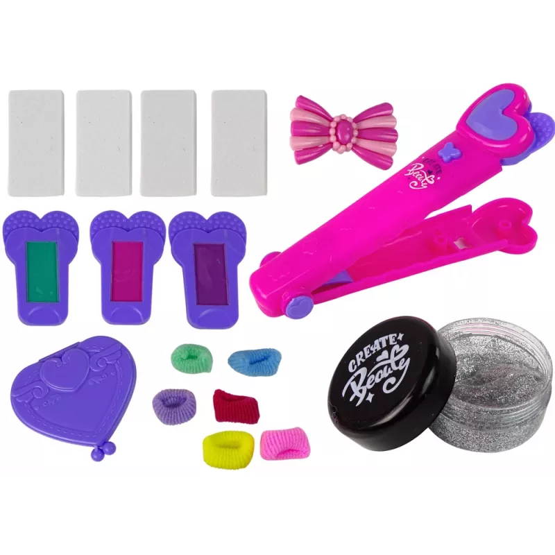 LEAN TOYS Matu veidošanas komplekts ar taisnotāju un krāsainiem krītiņiem šķipsnām + matu aksesuāri