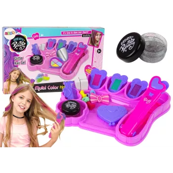 LEAN TOYS Matu veidošanas komplekts ar taisnotāju un krāsainiem krītiņiem šķipsnām + matu aksesuāri