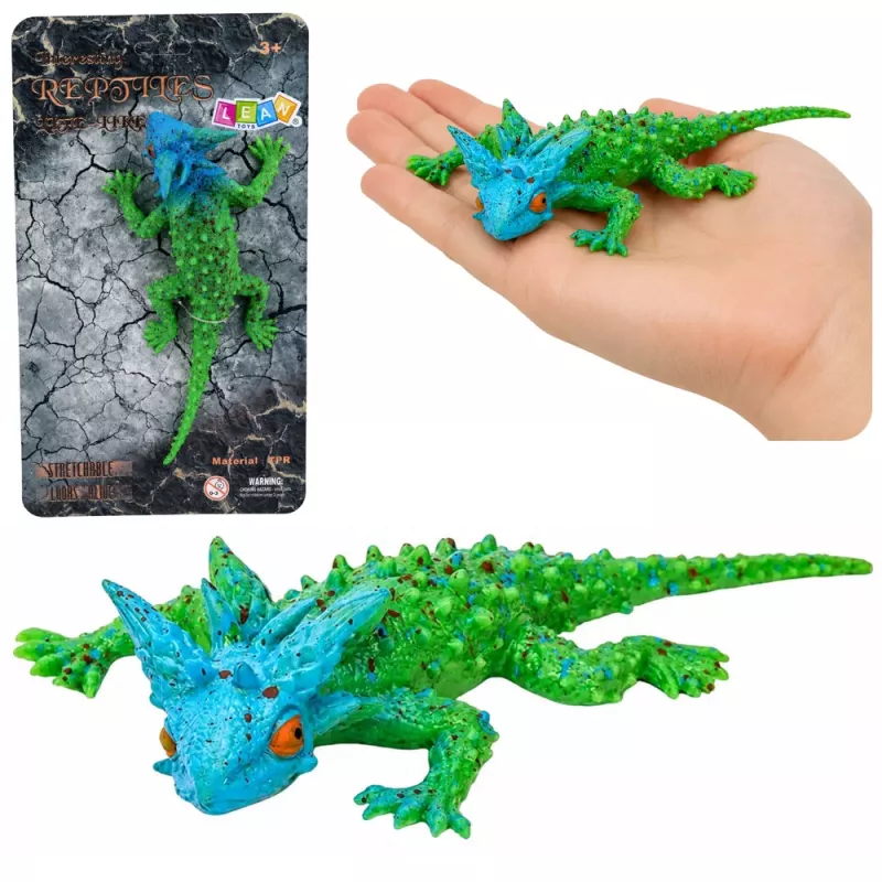 LEAN TOYS Horned Lizard Rubber Figure Stretchable Realistic 20 cm