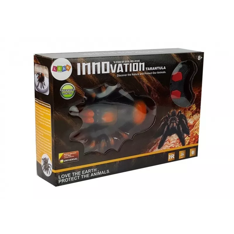LEAN TOYS Milzīgs ar baterijām darbināms zirneklis ar tālvadību R/C Melns-Oranžs