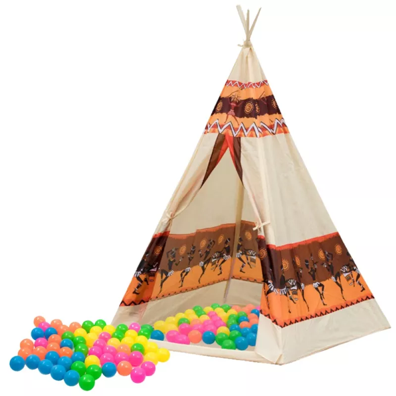 LEAN TOYS Indian Tipi teltis pamatne bērniem + 60 bumbiņas 155 cm