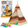 LEAN TOYS Indian Tipi teltis pamatne bērniem + 60 bumbiņas 155 cm