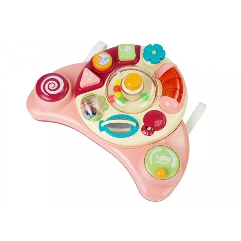 LEAN TOYS Interaktīvs bērnu paneļa rotaļlieta Mūzikas dzīvnieks Rozā
