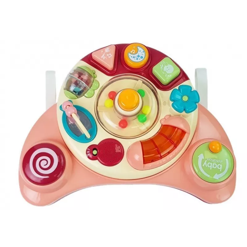 LEAN TOYS Interaktīvs bērnu paneļa rotaļlieta Mūzikas dzīvnieks Rozā