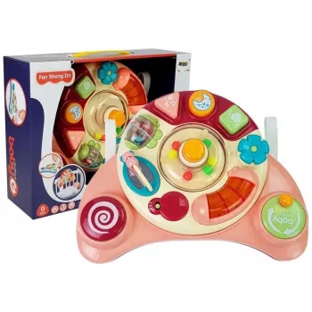 LEAN TOYS Interaktīvs bērnu paneļa rotaļlieta Mūzikas dzīvnieks Rozā