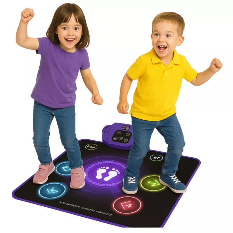 LEAN TOYS interaktīvais deju paklājs bērniem ar Bluetooth 5.0, 5 spēles režīmi un 3 valodas