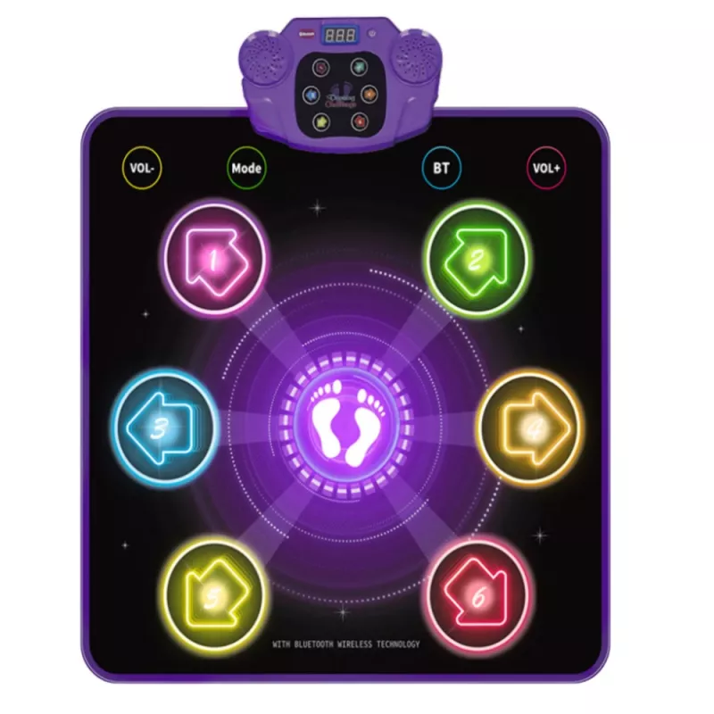 LEAN TOYS interaktīvais deju paklājs bērniem ar Bluetooth 5.0, 5 spēles režīmi un 3 valodas