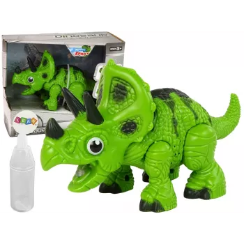 LEAN TOYS Interaktīvs Dinozaurs Triceratops Tvaika Ūdens Skaņa Zaļš