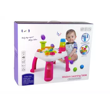 LEAN TOYS Interaktīvs izglītojošs galds ar bumbiņu šķirotāju un slidkalniņu Zils