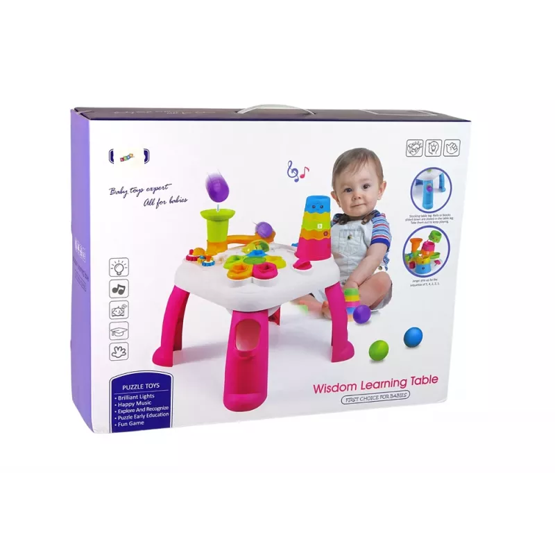 LEAN TOYS Interaktīvs izglītojošs galds ar bumbiņu šķirotāju un slidkalniņu Zils