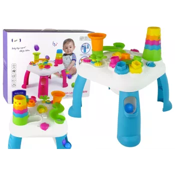 LEAN TOYS Interaktīvs izglītojošs galds ar bumbiņu šķirotāju un slidkalniņu Zils