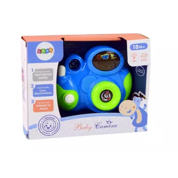 LEAN TOYS Interaktīvā fotokamera jūsu mazulim ar gaismas un skaņas melodijām, zilā krāsā