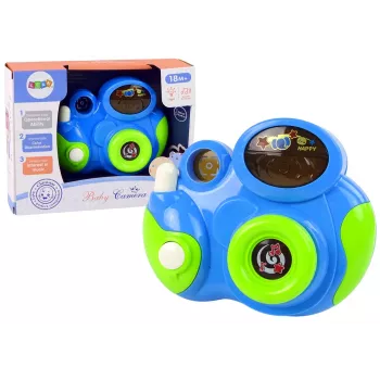 LEAN TOYS Interaktīvā fotokamera jūsu mazulim ar gaismas un skaņas melodijām, zilā krāsā
