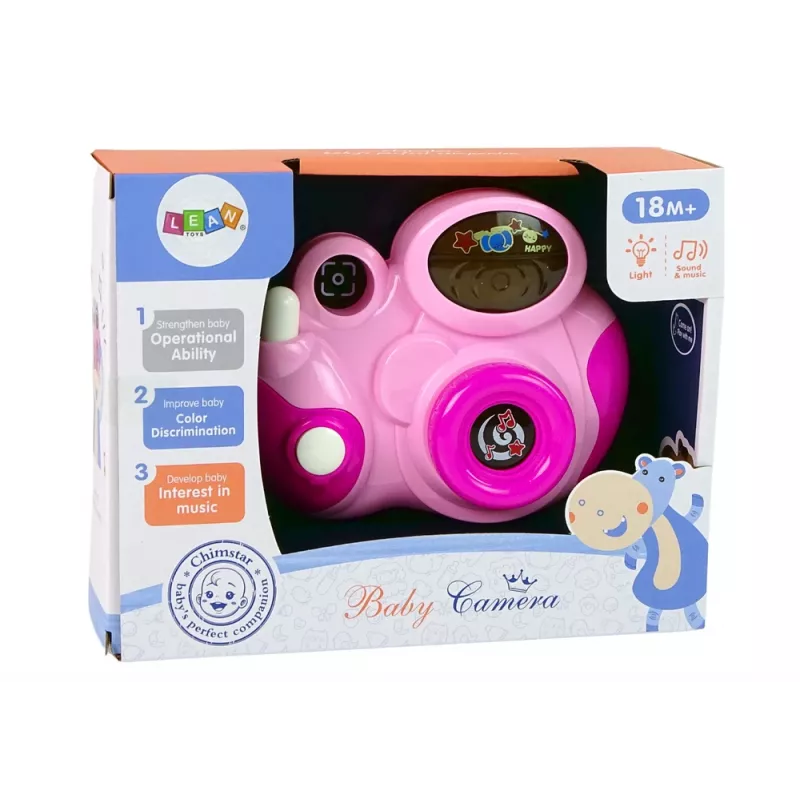 LEAN TOYS Interaktīvā foto kamera jūsu mazulim ar gaismas un skaņas melodijām, krāsa Rozā
