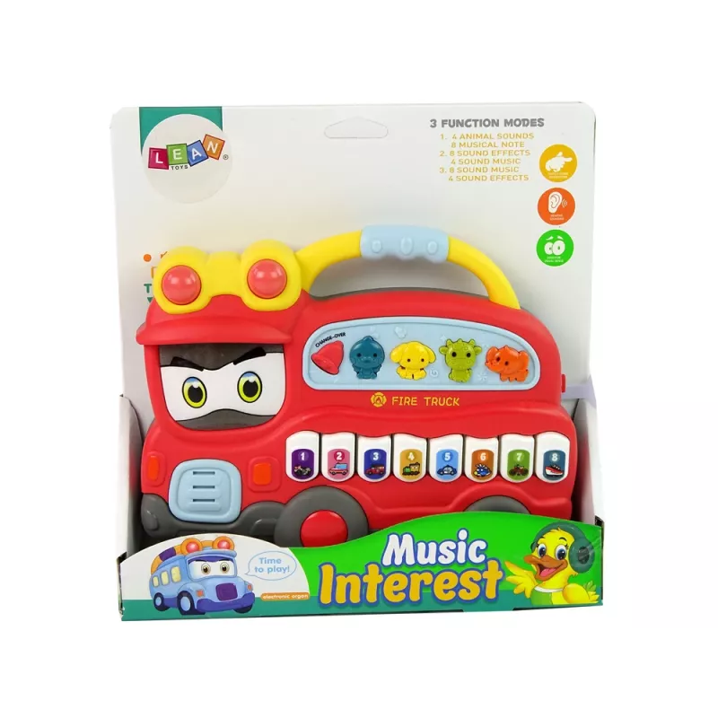 LEAN TOYS Interaktīvās klavieres Ugunsdzēsēju skaņas Dzīvnieku skaņas Transportlīdzekļu skaņas Melodijas