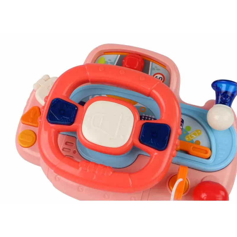 LEAN TOYS Interactive Pink Steering Wheel Driving Simulator Multifunctional