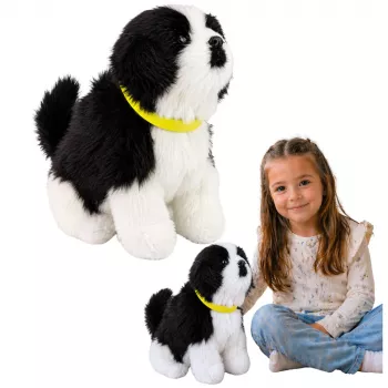 LEAN TOYS Interaktīvs plīša suns ar mīkstu kažoku Border Collie šķirne