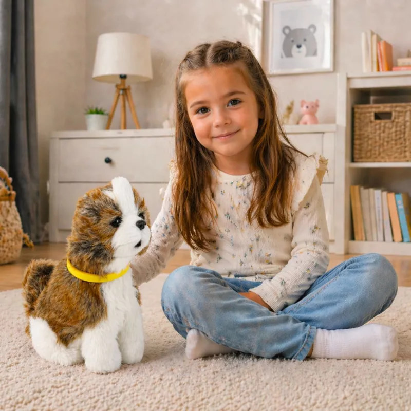 LEAN TOYS Interactive Plush Dog Soft Fur Shitzu Breed