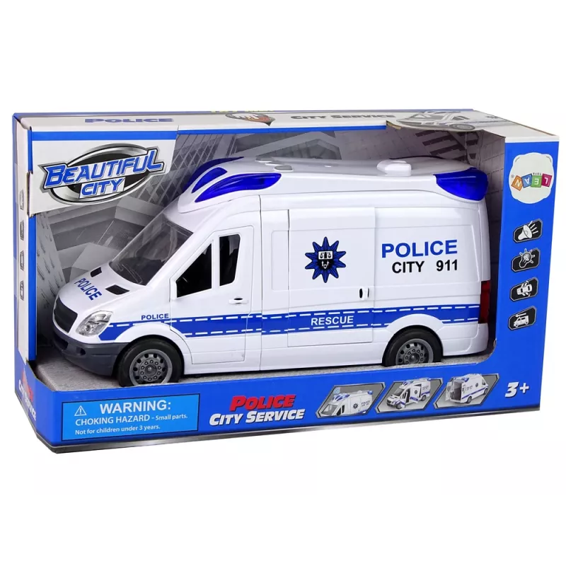 LEAN TOYS Interaktīvā policijas radio automašīna ar gaismas un skaņas efektiem, atveramām durvīm
