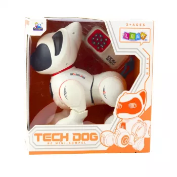 LEAN TOYS Interaktīvs robots suns ar tālvadību, gaismu un skaņu, balts oranžs