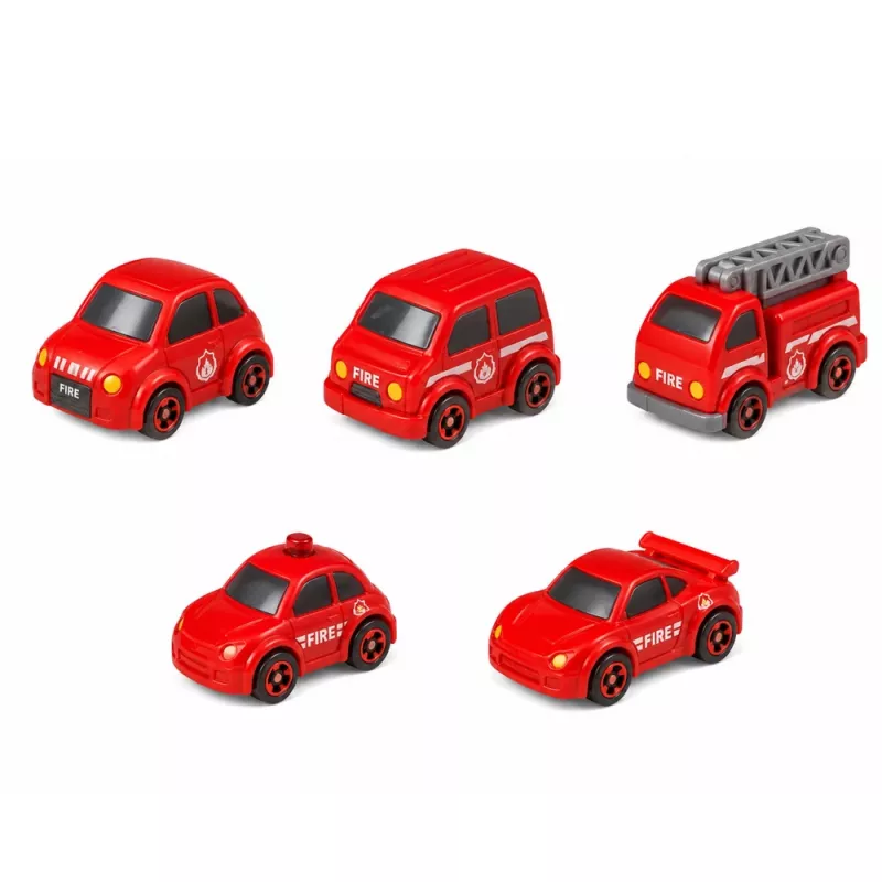 LEAN TOYS Interaktīvs trases automašīnu stāvlaukums, darbnīca un automazgātava – Ugunsdzēsēju rotaļu komplekts ar 8 automašīnām