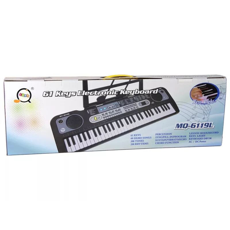LEAN TOYS Tastatūra ar Mikrofonu Mūzikas Instruments Bērniem Melns