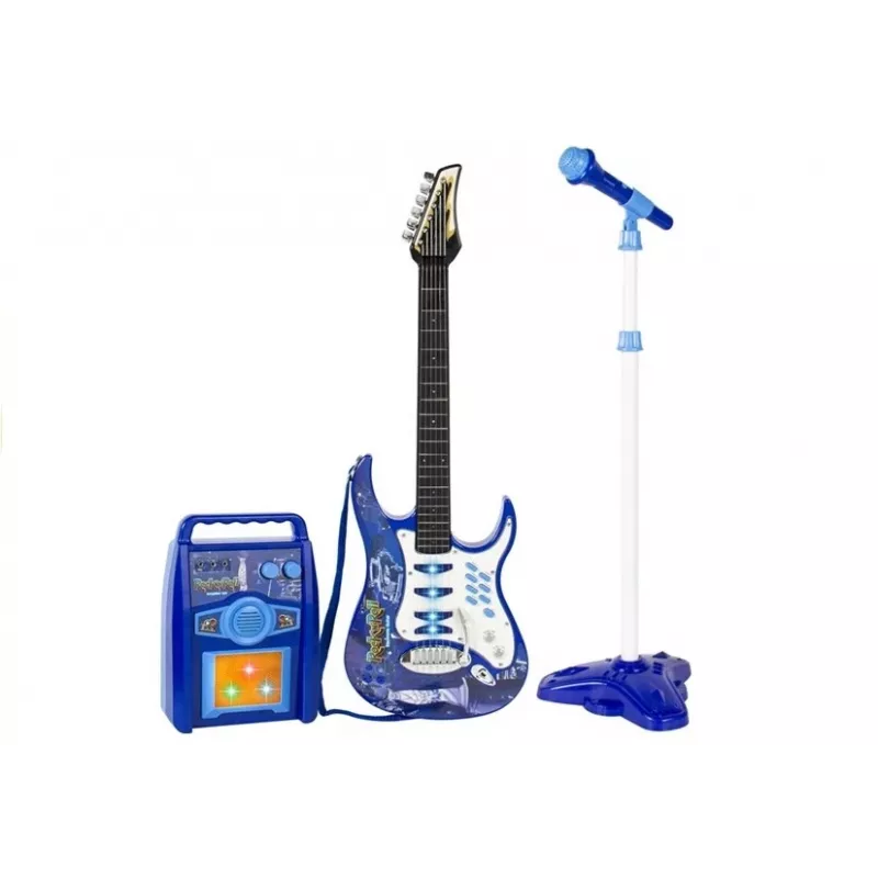 LEAN TOYS Bērnu rotaļu ģitāra ar pastiprinātāju un mikrofonu MP3 ieeja - 3+ gadi mūzikas instrumentu komplekts