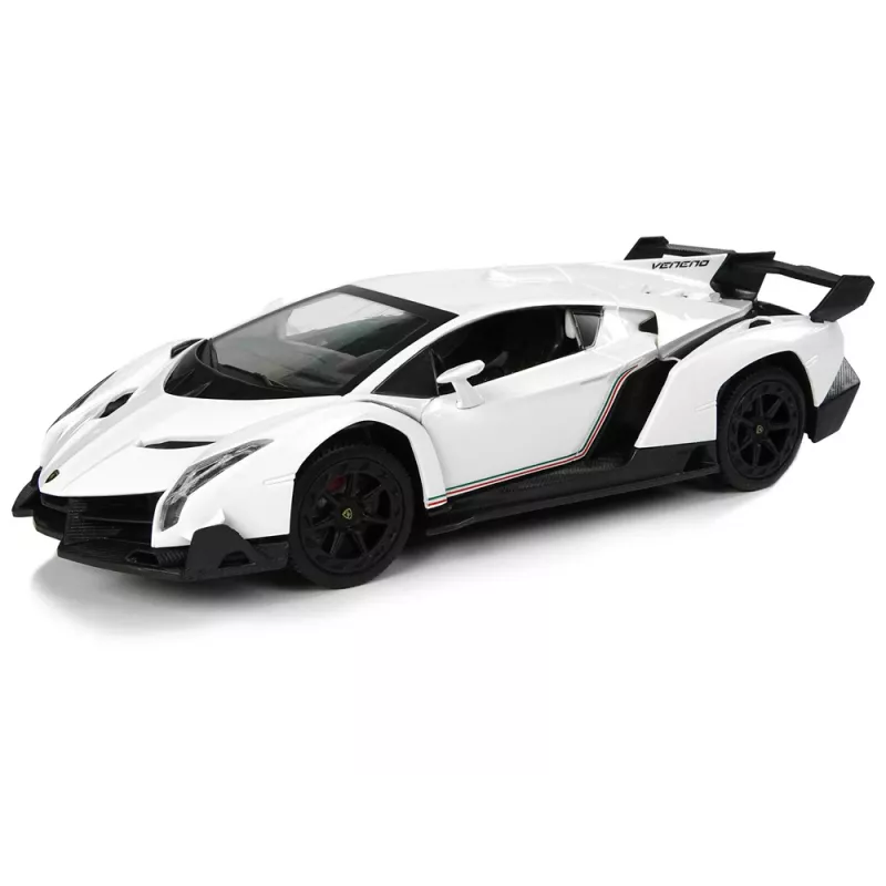 LEAN TOYS Lamborghini Veneno 1:24 tālvadības auto, balts ar 2,4 GHz un gaismām