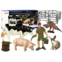 LEAN TOYS Lielo lauksaimniecības dzīvnieku figūriņu komplekts + zemnieks un sēta 10 gab.