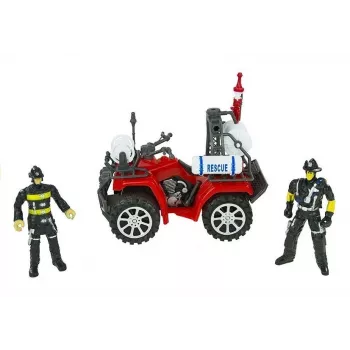 LEAN TOYS Lielais ugunsdzēsēju komplekts ar ugunsdzēsēju mašīnu, figūriņām un kvadracikla ķiveri bērniem