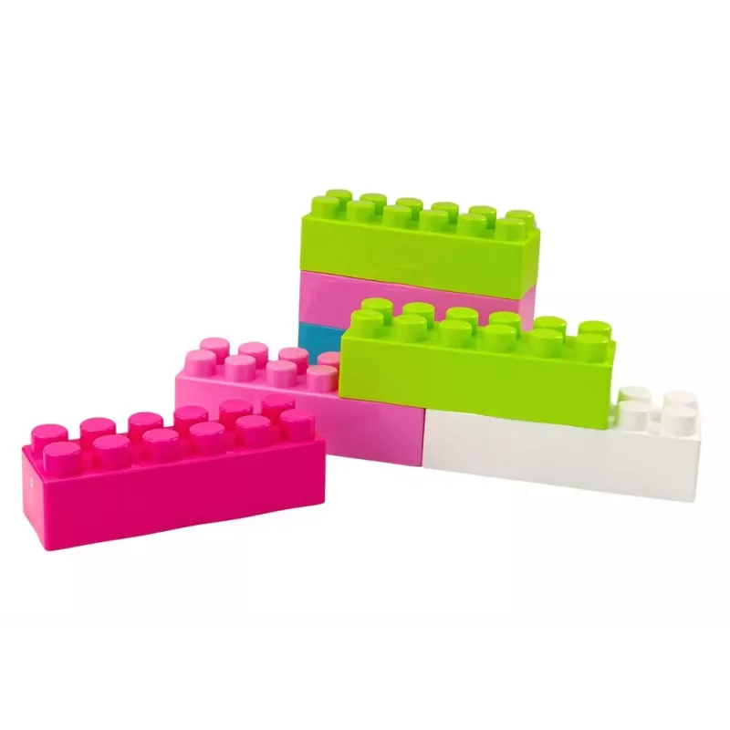 LEAN TOYS Lieli iegareni konstrukcijas klucīši maisiņā ar krāsainām uzlīmēm – 20 gab.