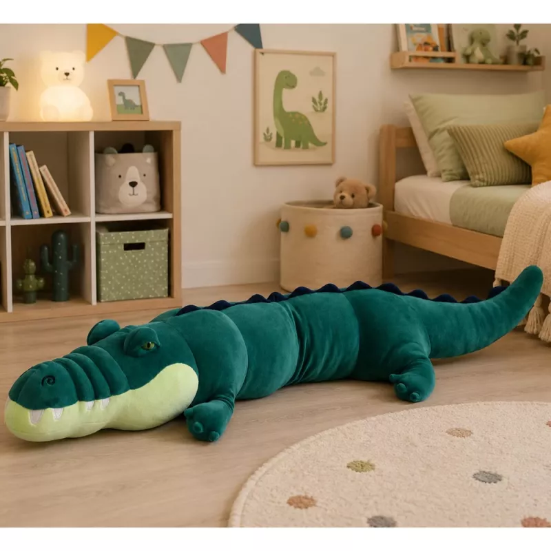 LEAN TOYS liela plīša krokodila maskota, mīksta rotaļlieta, reālistiska zaļa, 150 cm