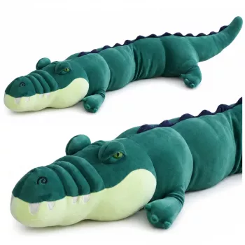 LEAN TOYS liela plīša krokodila maskota, mīksta rotaļlieta, reālistiska zaļa, 150 cm